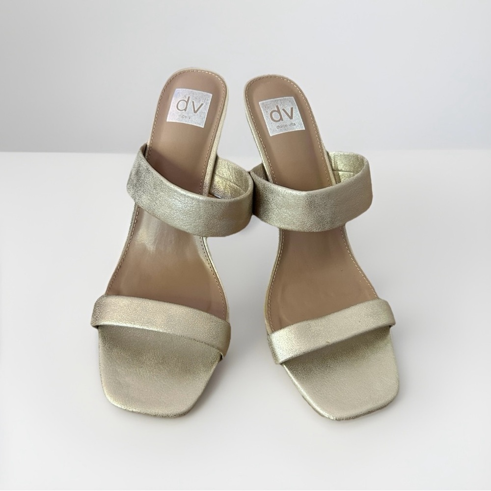 DV by Dolce Vita Selsta Metallic Gold Heeled Sandals Size 12